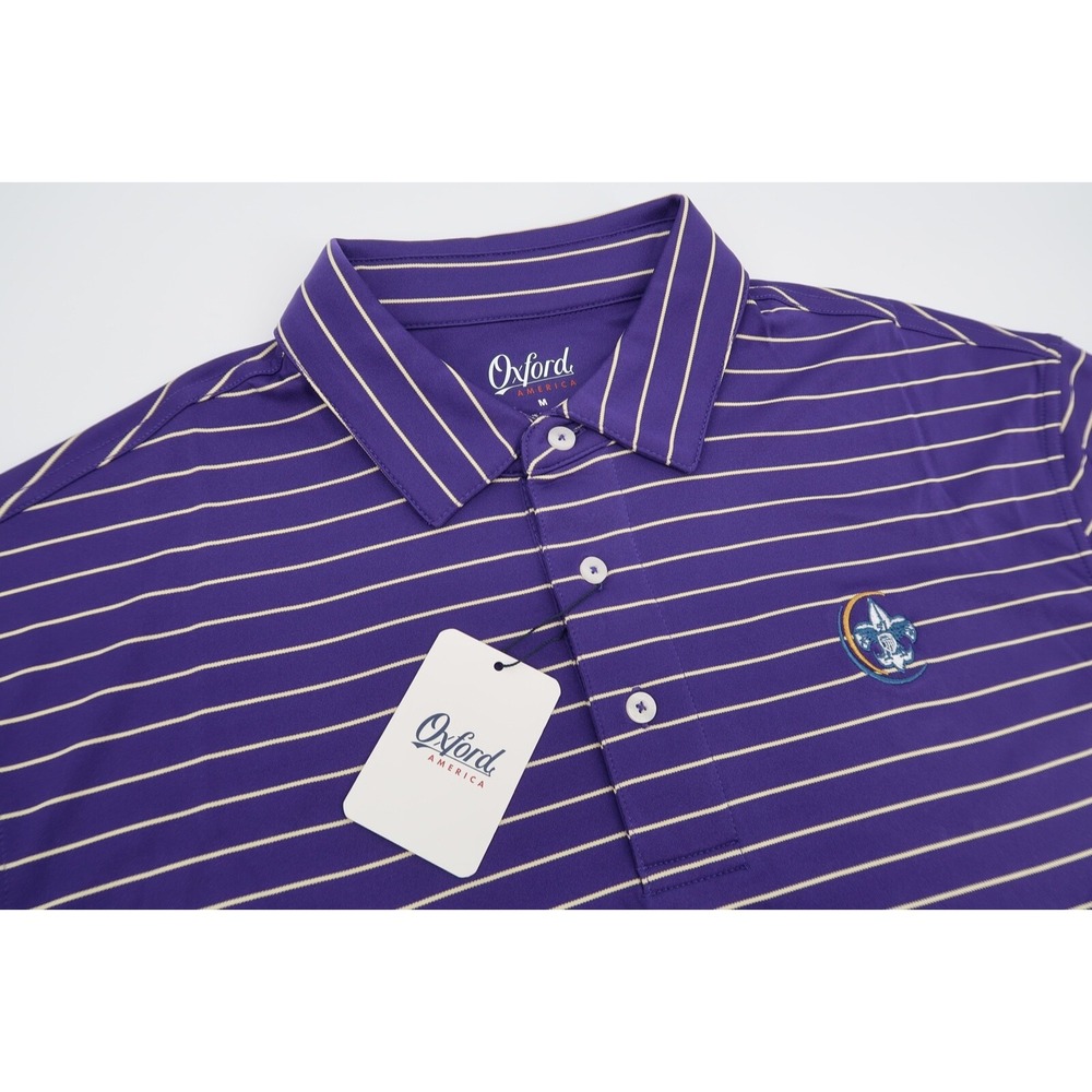 Oxford‎ America Men's Medium Purple Striped Performance Golf Polo Shirt New